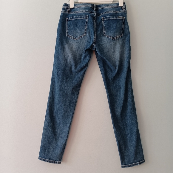 Bebe Y2K Embellished 3D Floral Skinny Denim Jeans Medium Wash 29 - Picture 2 of 11